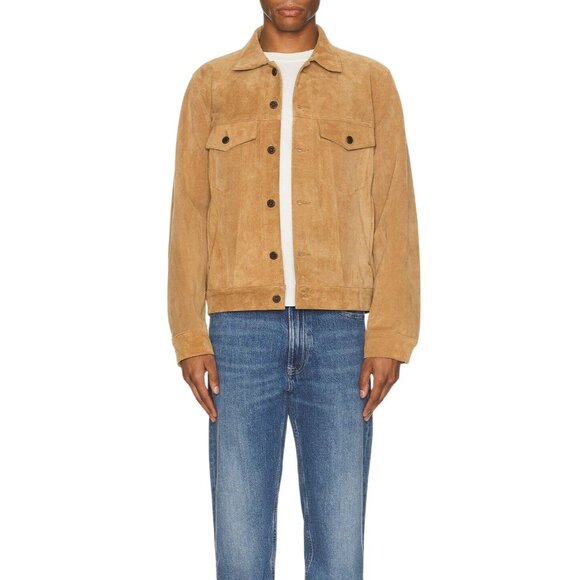 ONE OF THESE DAYS Along The Fence Trucker Jacket in Tobacco Suede Large New Mens - Picture 1 of 16